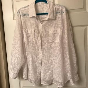 Calvin Klein white sheer button down blouse